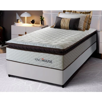 Conjunto Cama Box Espuma San Diego Branco Solteiro 88x188x67