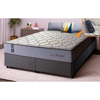 Conjunto Cama Box Magnético Queen Soft Relax Bege 158x198x63