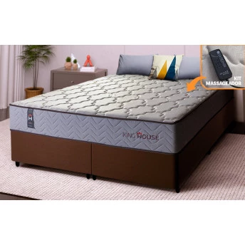 Conjunto Cama Box Magnético King Soft Relax Bege 193x203x63
