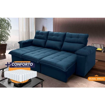 Sofá Retrátil Reclinável Verona Suede Velut Molas Ensacadas - King House