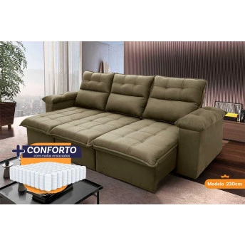 Sofá Retrátil Reclinável Verona Suede Velut Molas Ensacadas - King House
