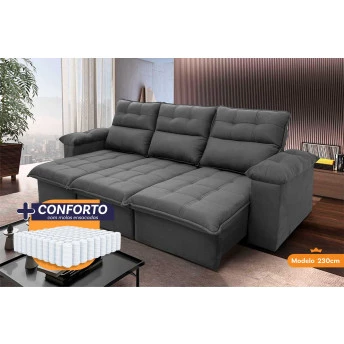 Sofá Retrátil Reclinável Verona Suede Velut Molas Ensacadas - King House