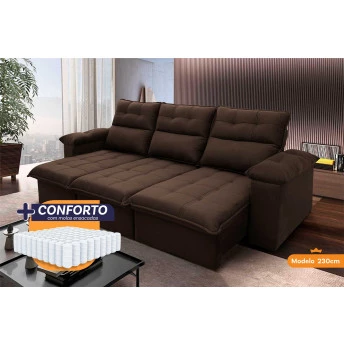 Sofá Retrátil Reclinável Verona Suede Velut Molas Ensacadas - King House