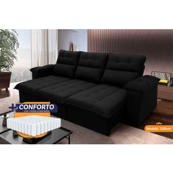 Sofá Retrátil Reclinável Verona Suede Velut Molas Ensacadas - King House