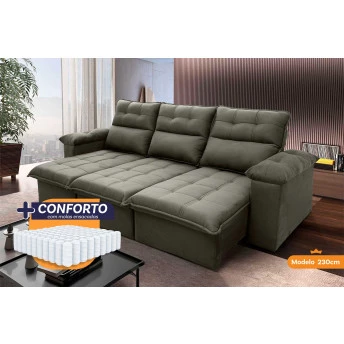 Sofá Retrátil Reclinável Verona Suede Velut Molas Ensacadas - King House
