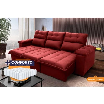 Sofá Retrátil Reclinável Verona Suede Velut Molas Ensacadas - King House