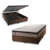 Conjunto Box Baú Atlanta Bege 193x203x69 Espuma D45