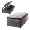 Conjunto Box Baú Atlanta Bege 96x203x69 Espuma D45