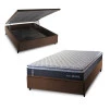 Conjunto Box Baú Casal Dakota Preto 138x188x64 Espuma D33