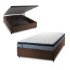 Conjunto Box Baú Chicago Cinza 138x188x64 Espuma D33