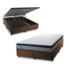 Conjunto Box Baú Chicago Cinza 158x198x64 Espuma D33