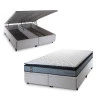 Conjunto Box Baú Chicago Cinza 193x203x64 Espuma D33