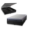 Conjunto Box Baú King Dakota Preto 193x203x64 Espuma D33