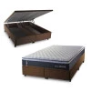 Conjunto Box Baú King Dakota Preto 193x203x64 Espuma D33