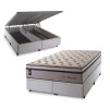 Conjunto Box Baú Liverpool Bege 193x203x80 Molas Ensacadas 