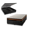 Conjunto Box Baú Sirius Preto 193x203x72 Molas Ensacadas 