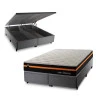 Conjunto Box Baú Sirius Preto 193x203x72 Molas Ensacadas 