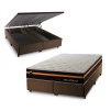 Conjunto Box Baú Sirius Preto 193x203x72 Molas Ensacadas 