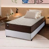 Conjunto Cama Box Espuma Atlanta Marrom Solteiro 88x188x62