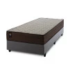 Conjunto Cama Box Espuma Atlanta Marrom Solteiro 96x203x62