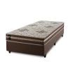 Conjunto Cama Box Espuma Chicago Marrom Solteiro 96x203x57