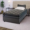Conjunto Cama Box Molas Ensacadas Montreal Cinza Solteiro 96x203x64