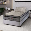 Conjunto Cama Box Molas Ensacadas Preston Cinza Solteiro 88x188x71