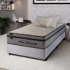 Conjunto Cama Box Molas Ensacadas Preston Cinza Solteiro 96x203x71