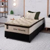Conjunto Cama Box Molas Ensacadas Quartzo Marrom Solteiro 96x203x71