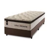 Conjunto Cama Box Molas Ensacadas Quartzo Marrom Solteiro 96x203x71