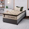 Conjunto Cama Box Molas Ensacadas Quartzo Marrom Solteiro 96x203x71