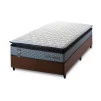Conjunto Cama Box Espuma Chicago Cinza Solteiro 96x203x57
