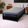 Conjunto Cama Box Solteiro Dakota Preto 96x203x57 Espuma D33